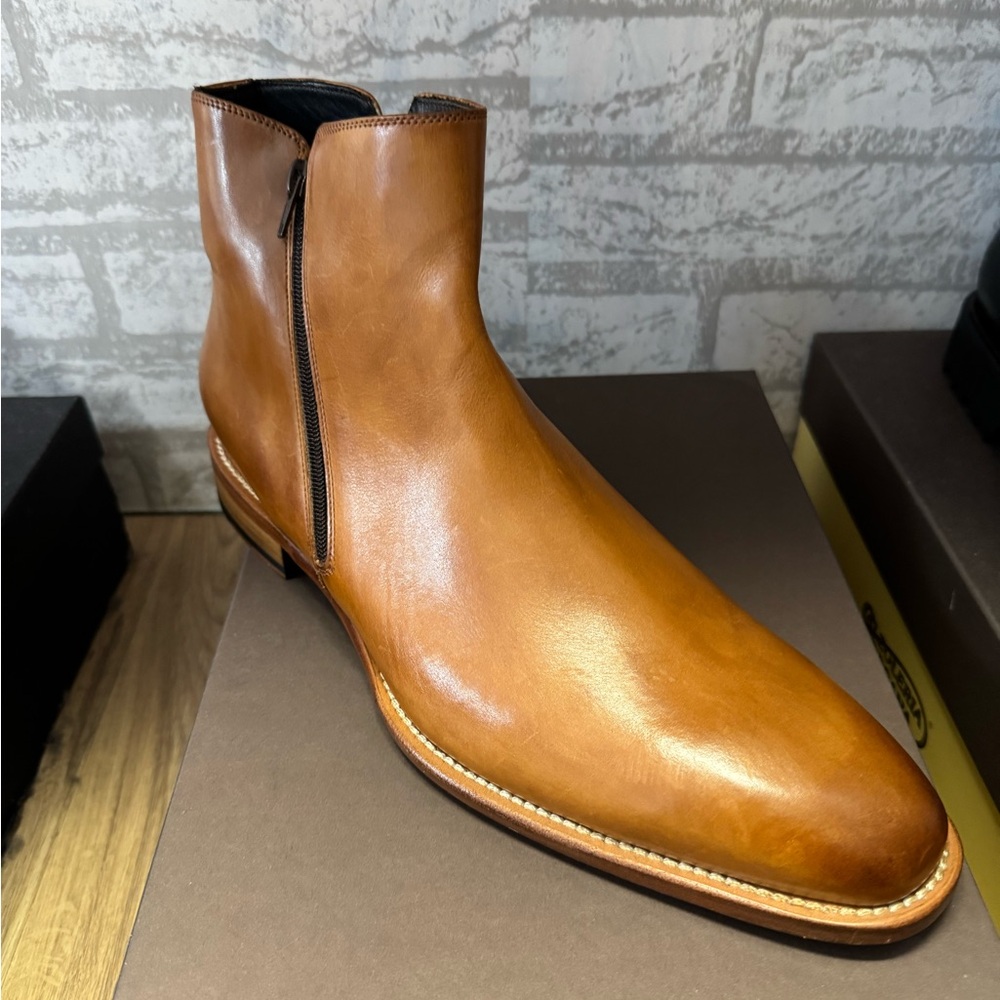 Calzoleria Toscana Men's Tan Leather Ankle Boots Size 12.5